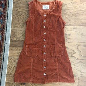 Rust orange corduroy jumper dress.